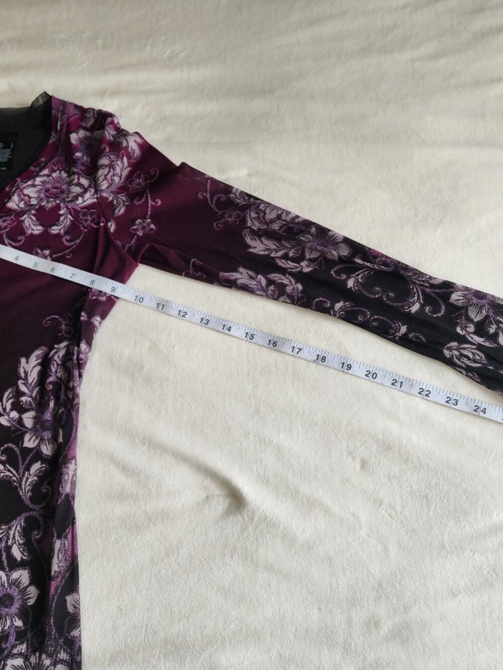 Y2K Axcess Purple Floral Women's L Fairycore Sheer Mesh Top - FLAW - Picture 9 of 15